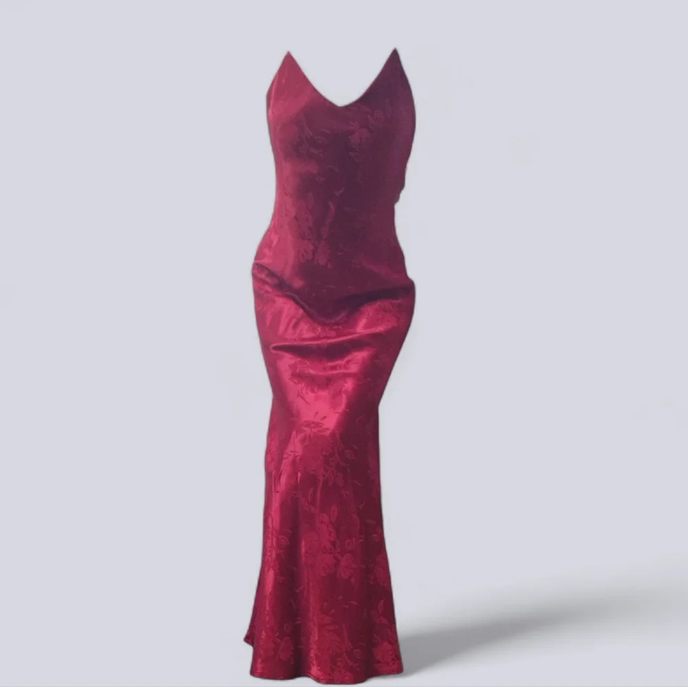 Vintage Jeremy Scott 90's Red Floral Maxi Slip Dress Braemar Petites - Picture 1 of 12